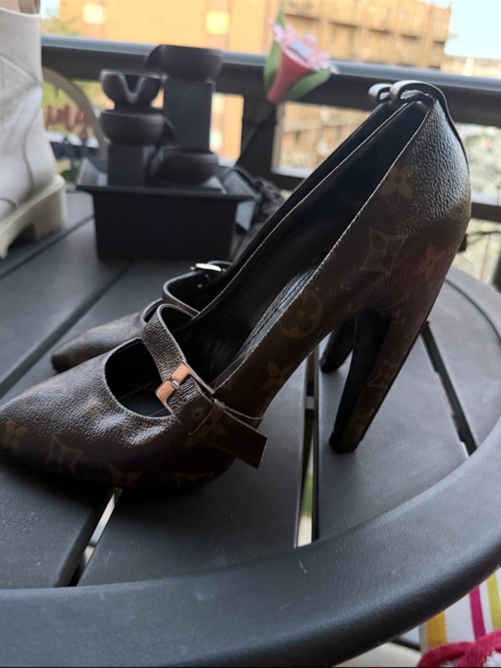 Louis Vuitton Dark Brown Monogram Mary Jane Pumps - Picture 2 of 4